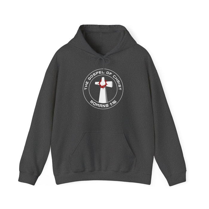 Gospel of Christ Hooded Sweatshirt with Romans 1:16 on back
