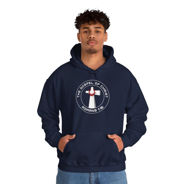 Gospel of Christ Hooded Sweatshirt with Romans 1:16 on back